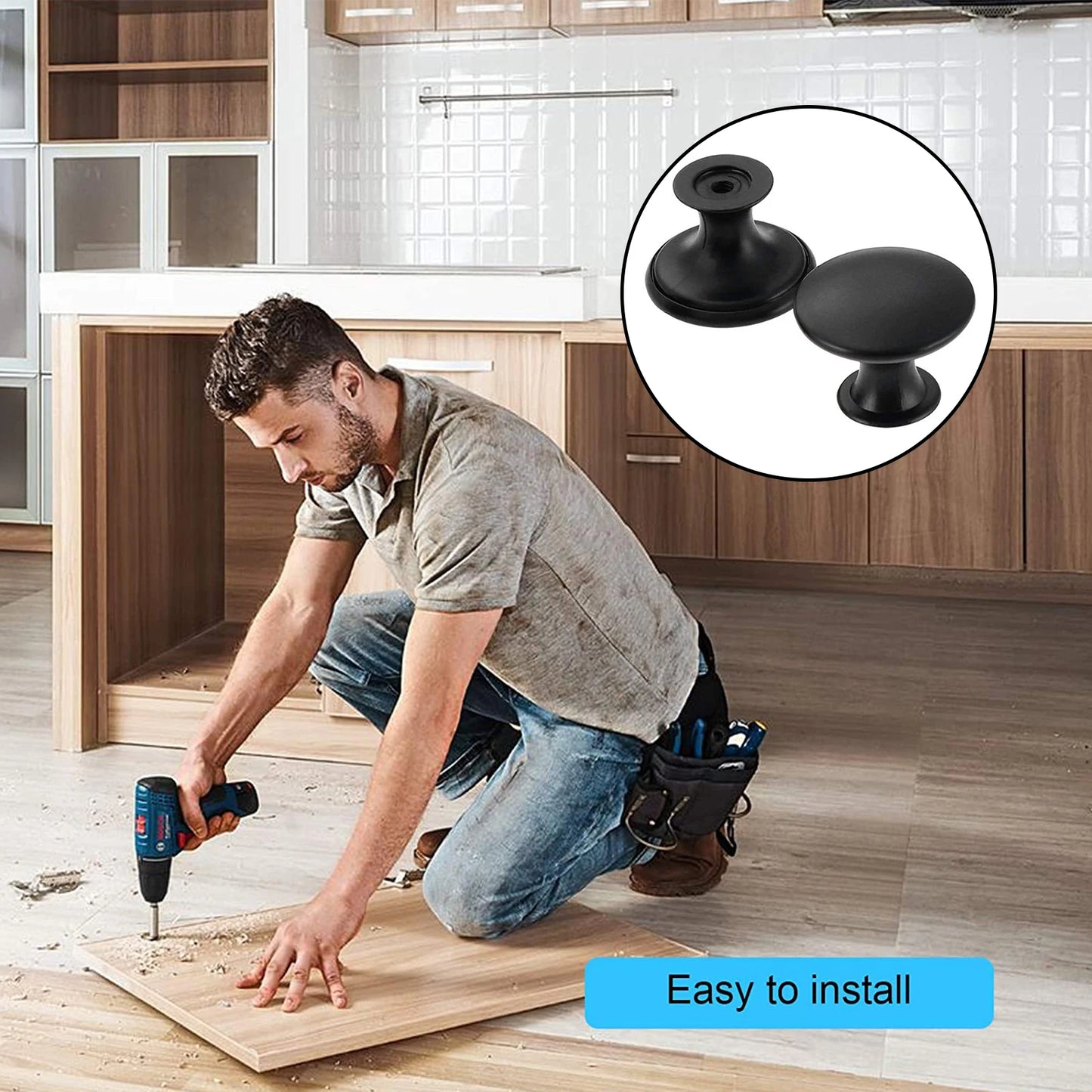 Black Cabinet Knob Set